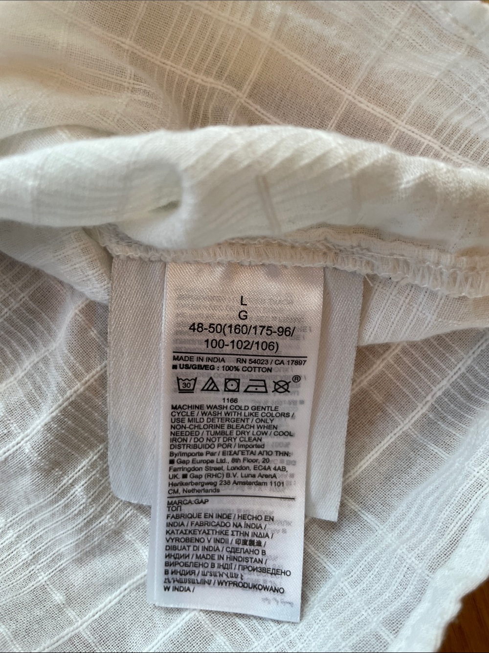 Gap White Off Shoulder Puff Sleeve Peasant Top Size Large - Picture 6 of 6